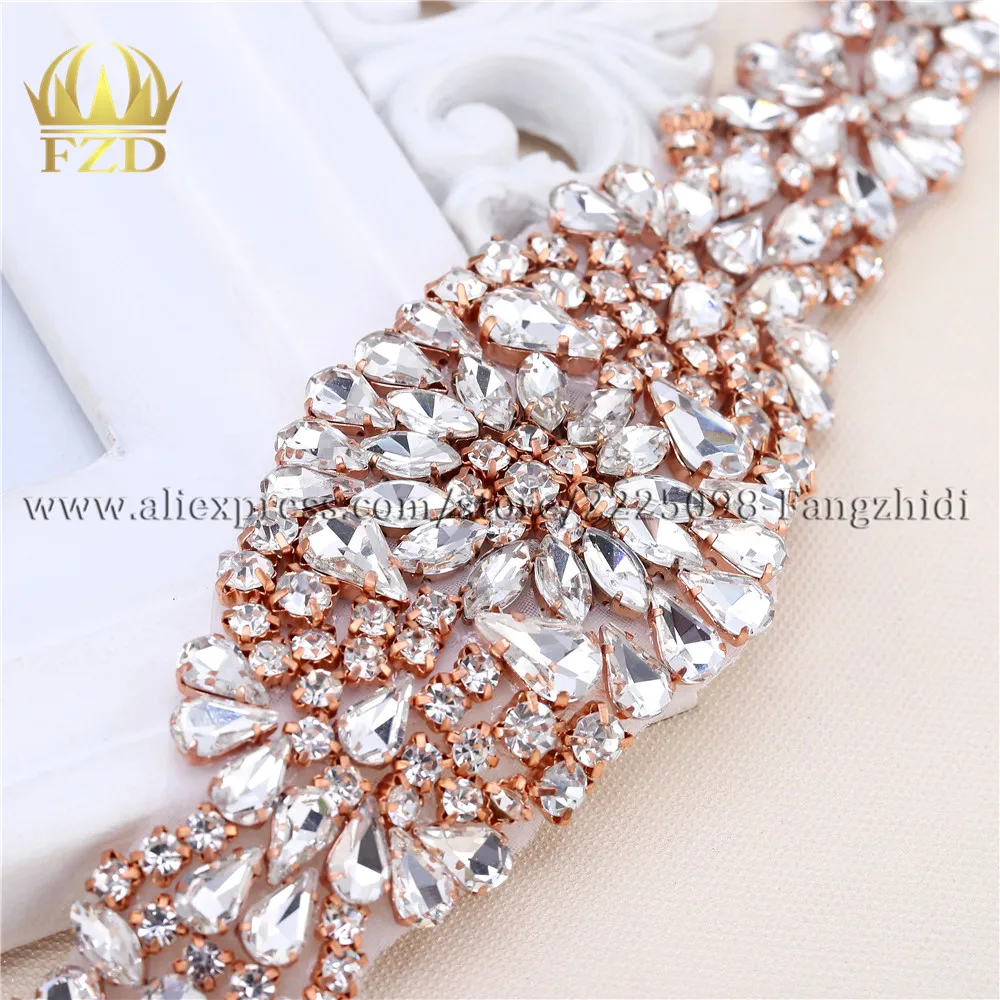 (1 шт.) Свадебный ремень кристаллы розовое золото коготь мотив Аппликации разрыв