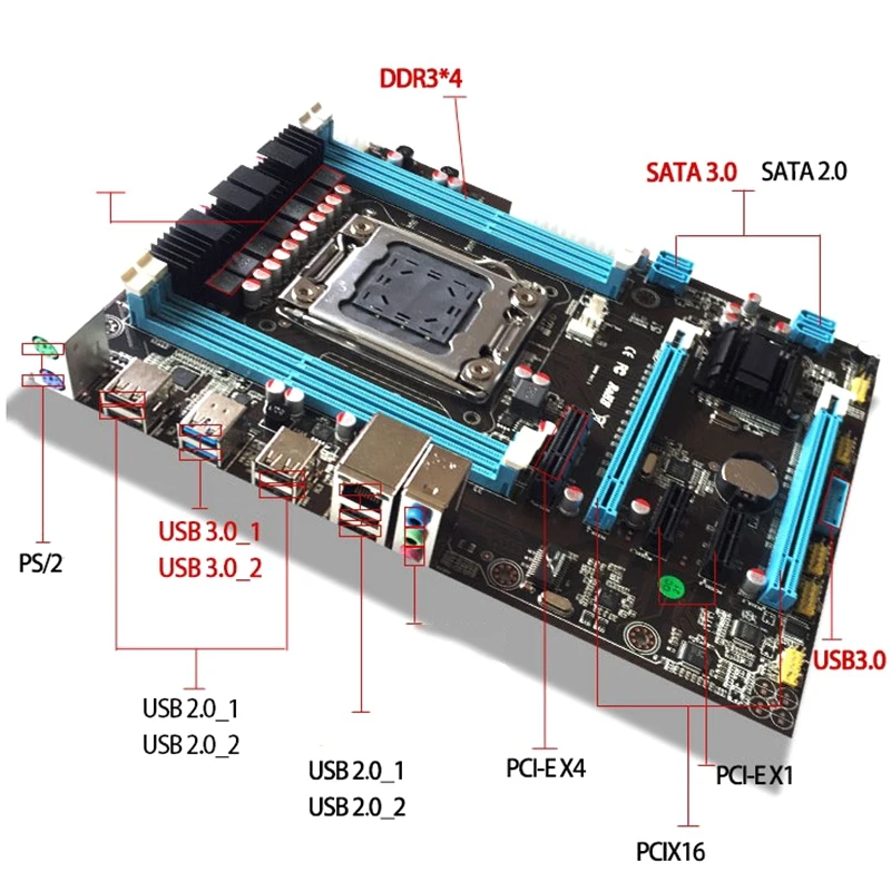 Материнская плата LGA 2011 USB3.0 SATA3 PCI-E 4x16G REG ECC поддержка памяти Xeon E5 X79-B75 | Компьютеры и