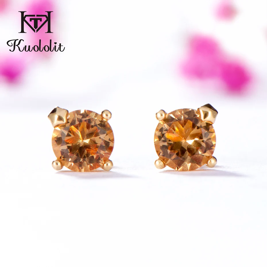 Yellow gold Куололит зултанит драгоценный камень серьги-гвоздики для женщин Роза 585 серьги Твердые 925 пробы серебро создать цвет изменить серьги - Цвет камня: Yellow gold