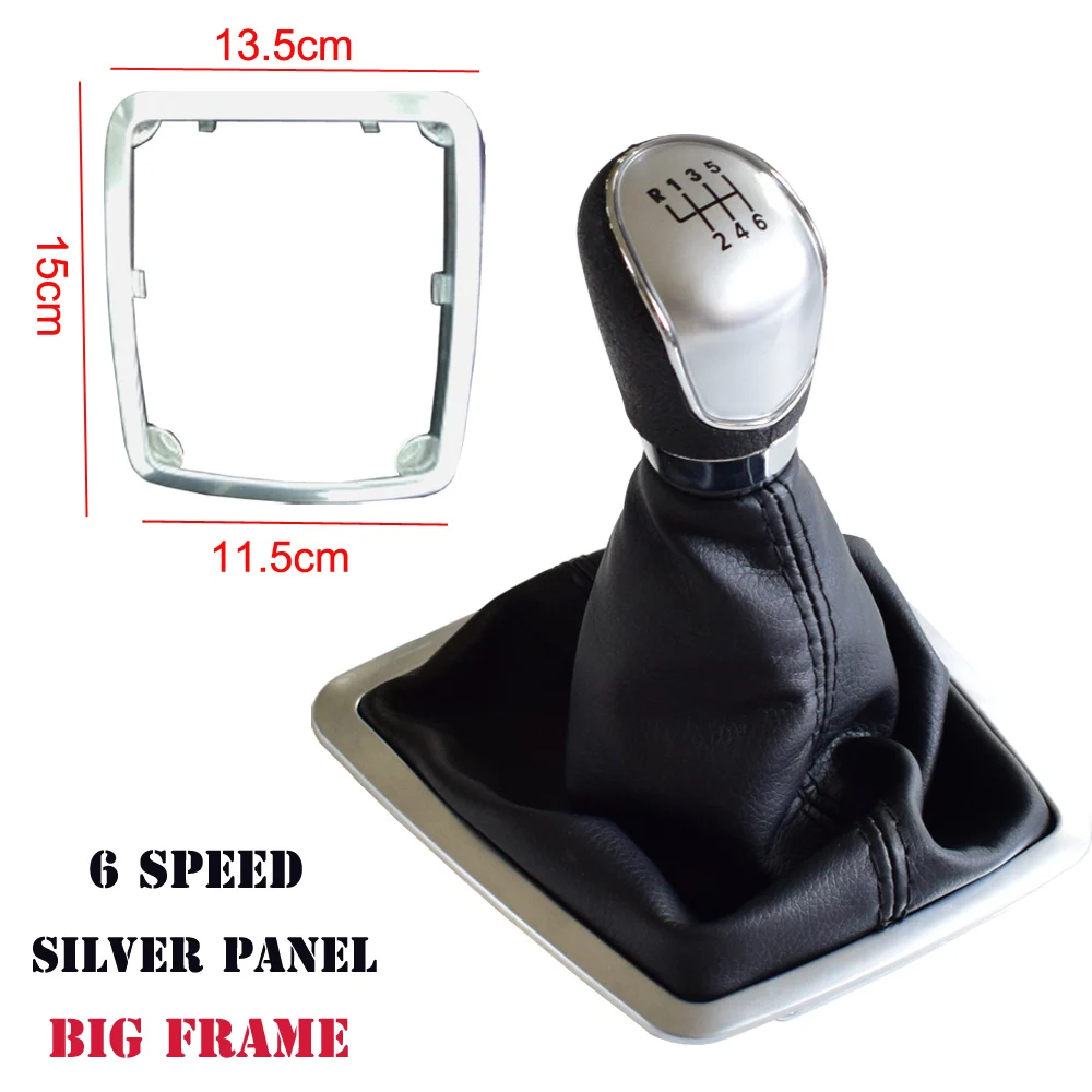 6 Speed-Silver-Big Рукоятка рычага переключения передач, рукоятка рычага, хендбол с Gaitor Boot 5, 6 скоростей для Ford Focus 2, MK2, FL, C-MAX, 2006-2011, MK3, MK4, MK7, Galaxy - Название цвета: 6 Speed-Silver-Big