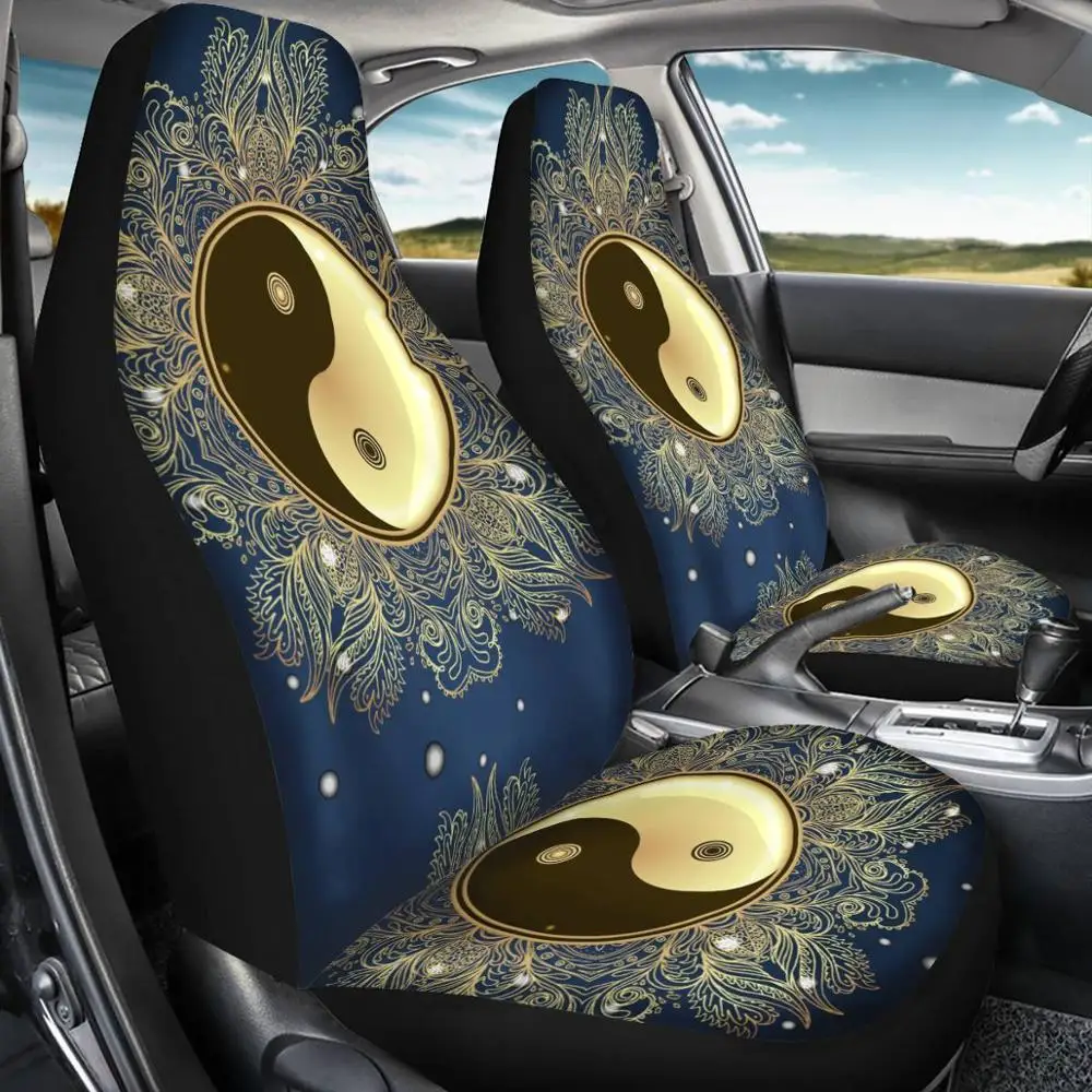 melhor Toaddmos 1 Pçs Drop Ship Tampas De Assento De Carro Conjunto De 2 Yin Yang Mandala Design Durável Antiderrapante Veículo Protetor De Assento De Carro Tampas