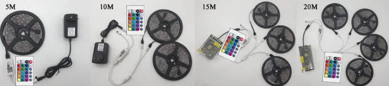 Светодиодный светильник 2835 SMD RGB лента 5 м 10 м 15 м 20 м DC12V 3528 5050 Гибкая RGB Светодиодная лента e лента Диод+ WiFi контроллер+ адаптер
