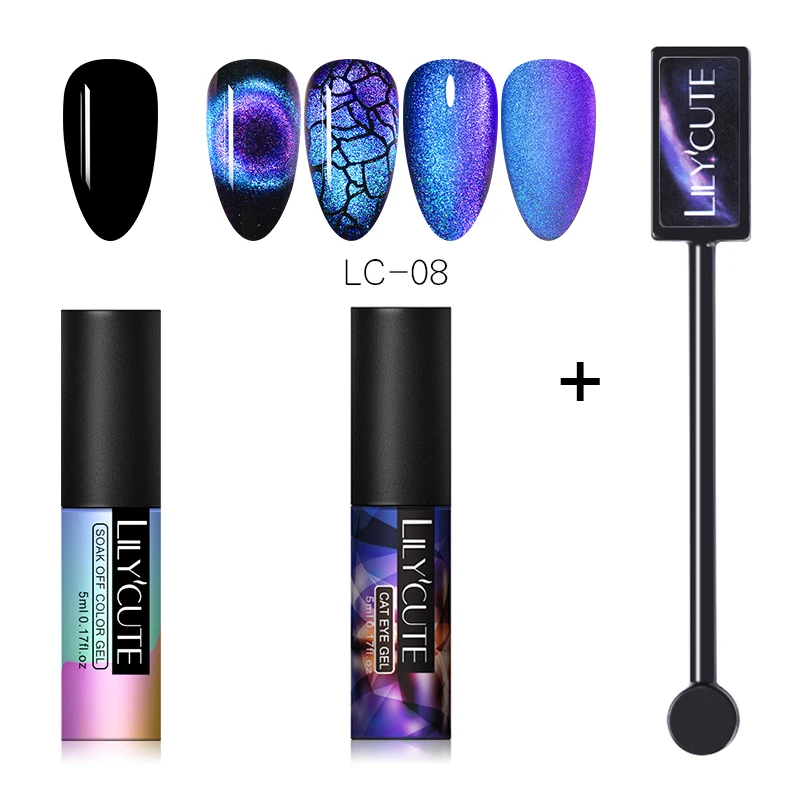 3pcs 8 LILYCUTE 9D Auroras ногтей Гель-лак «кошачий глаз» Гель-лак для использования с магнитом звездное небо замочить от УФ Магнитный Гель-лак для ногтей 5 мл - Цвет: 3pcs 8