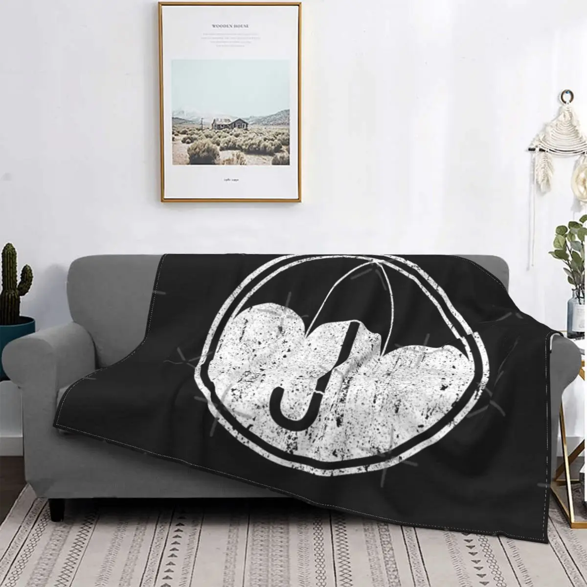 

Paraguas Academy-Manta con símbolo, colcha para cama a cuadros, cubrecamas Kawaii, manta, toalla de playa de lujo