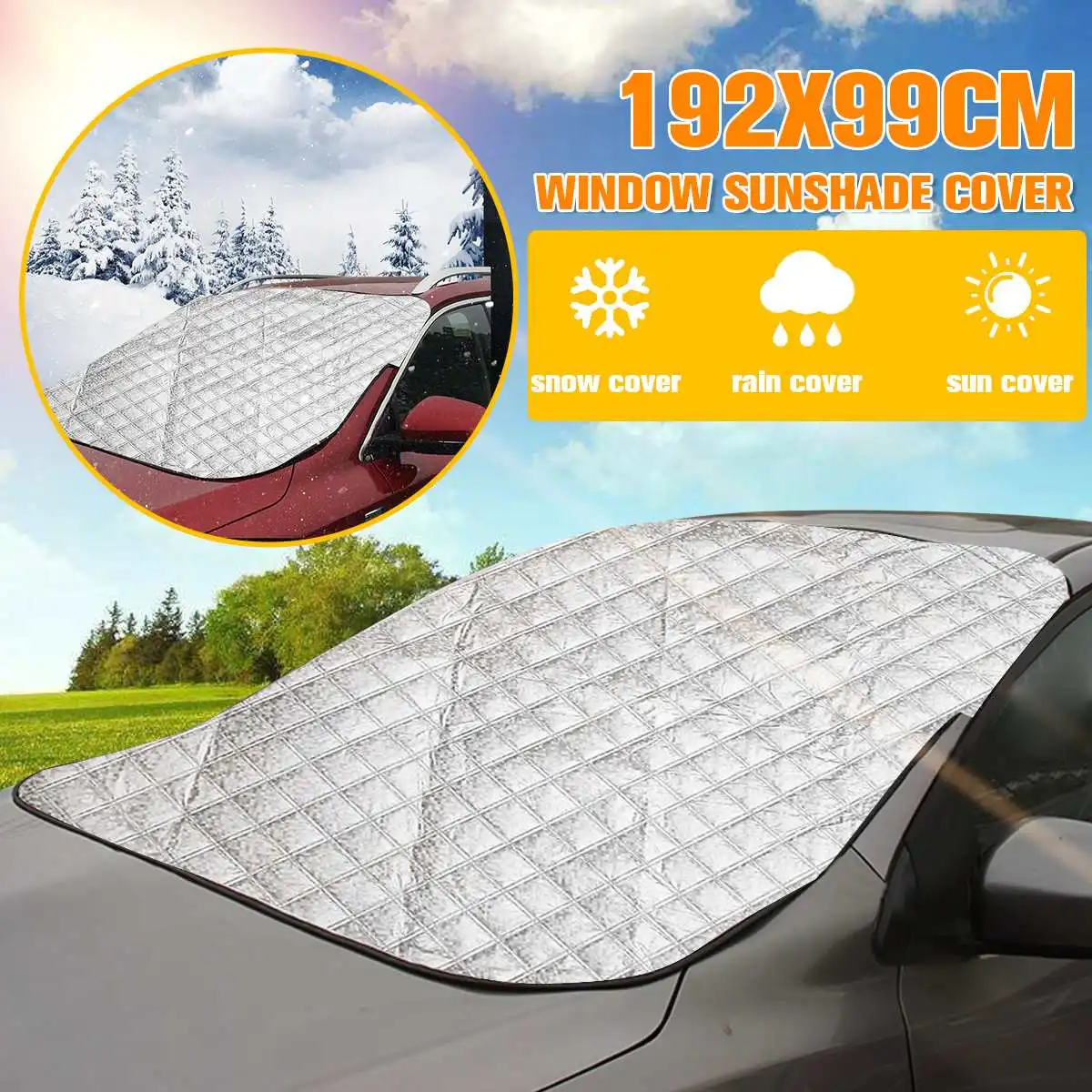 

192x99cm Car SUV Front Window Windshield Sunshade Cover Sun Reflective Shade Shield Curtain Summer/Winter Sunshade Cover
