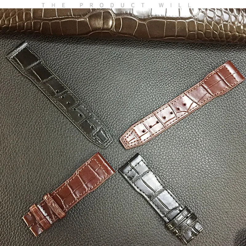 

New Handmade Crocodile Skin Watchbands Custom PILOT'S WATCHES Strap 22MM Genuine Leather Belt Waterproof Alligator Watch Band 20
