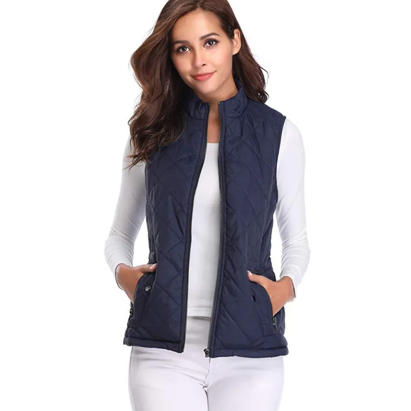 Золотые руки Уличная Повседневная Женская жилетка воротник-стойка без рукавов