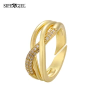 sipengjel fashion cubic zircon multilayer rings gold and silver color adjustable open finger rings for women jewelery 2021