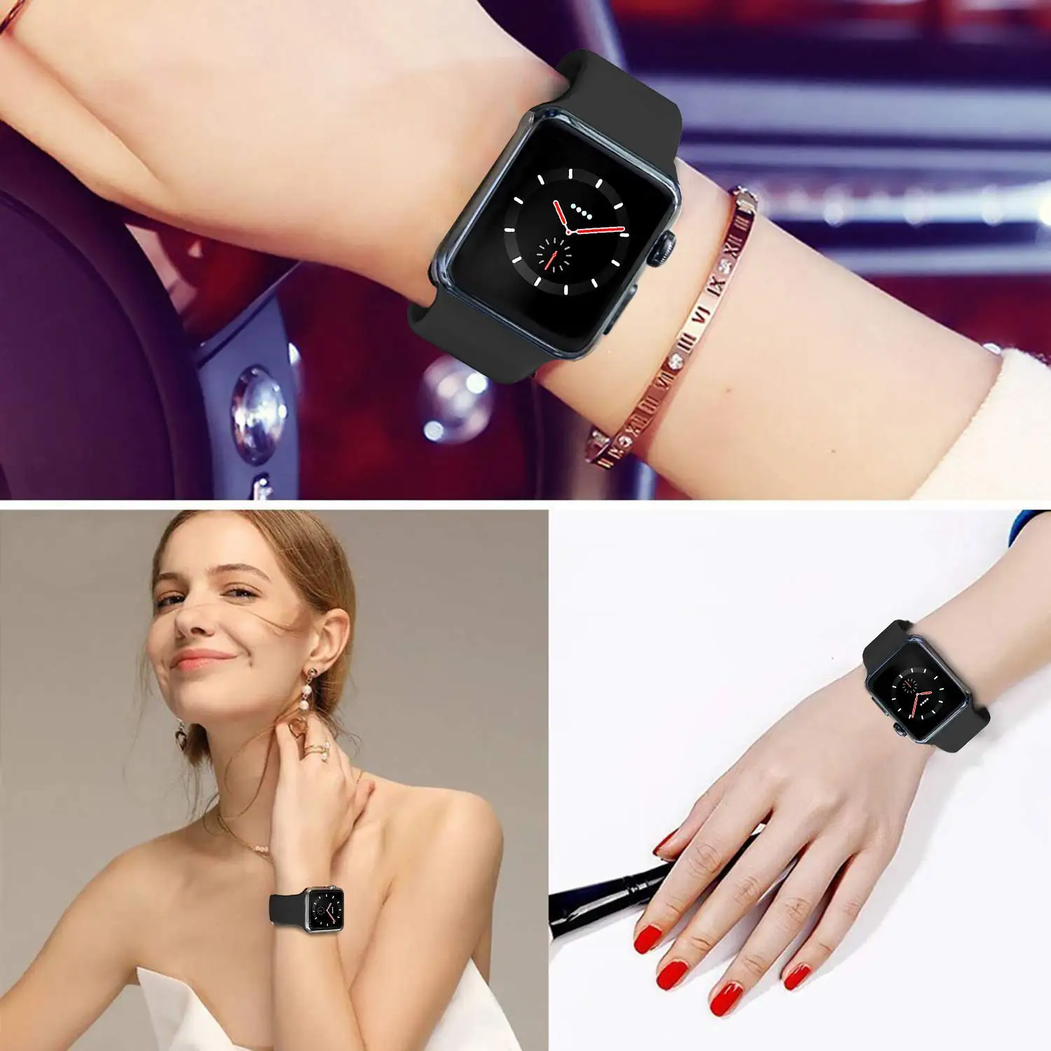 Silicone band For Apple Watch strap 44mm 40mm 42mm 38mm 40 44 42 mm smartwatch watchband correa bracelet iWatch 3 4 5 6 se strap