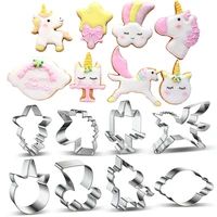 8pcsset stainless steel unicorn cookie cutter candy biscuit mold cake pastry fondant mould stamps cutter cake decorating tools