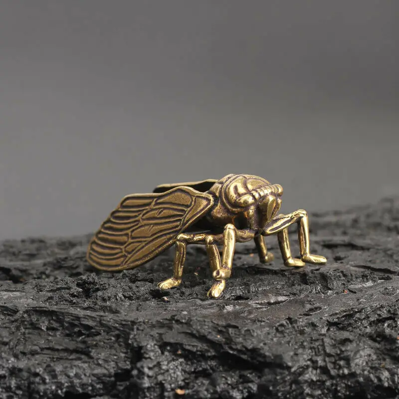 1* креативная фигурка ручной работы из чистой латуни Cicada, статуэтка животного, миниатюрная статуэтка, украшение для домашнего офиса