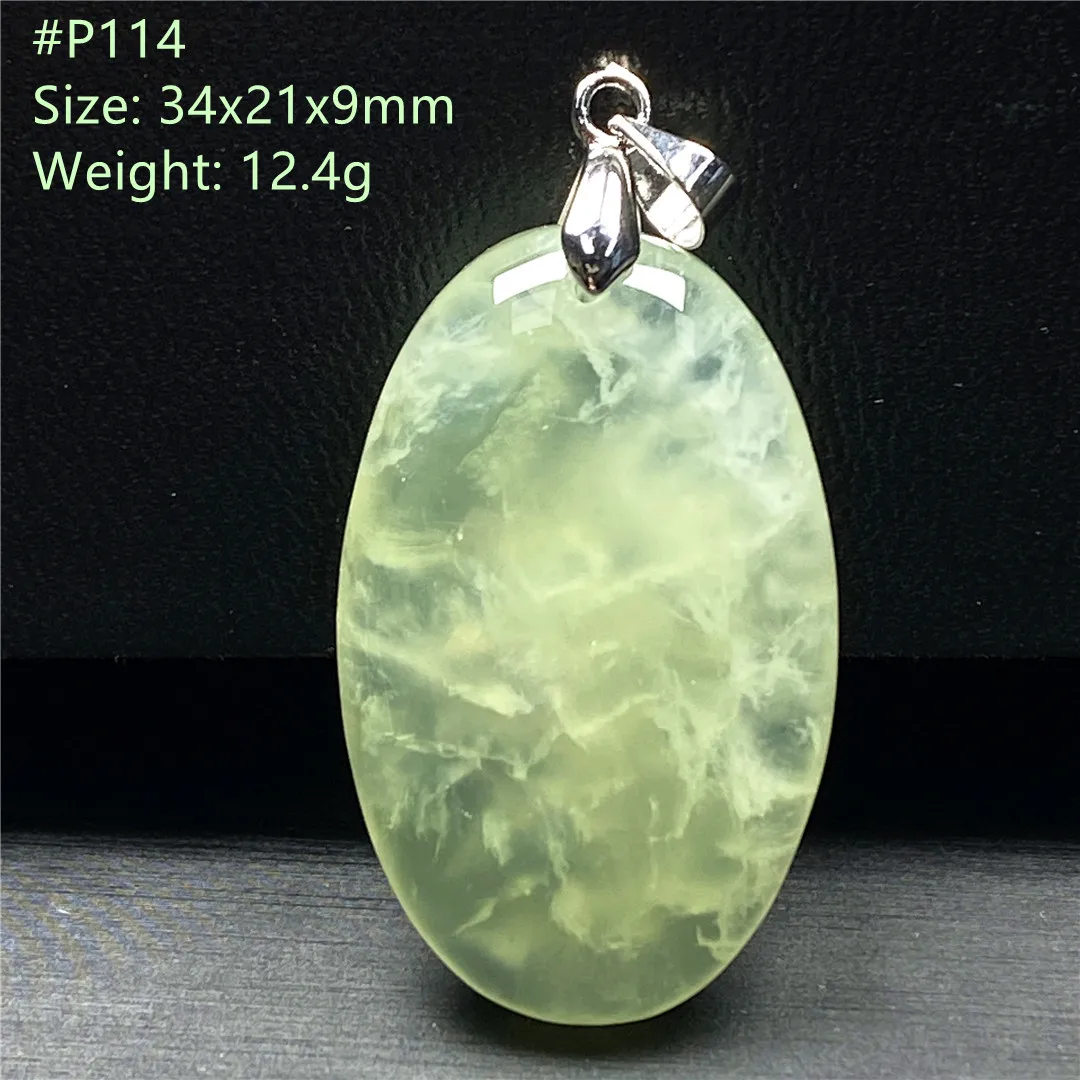 

Top Natural Green Prehnite Stone Pendant Jewelry For Women Lady Men Healing Luck Crystal 34x21x9mm Beads Gemstone Silver AAAAA
