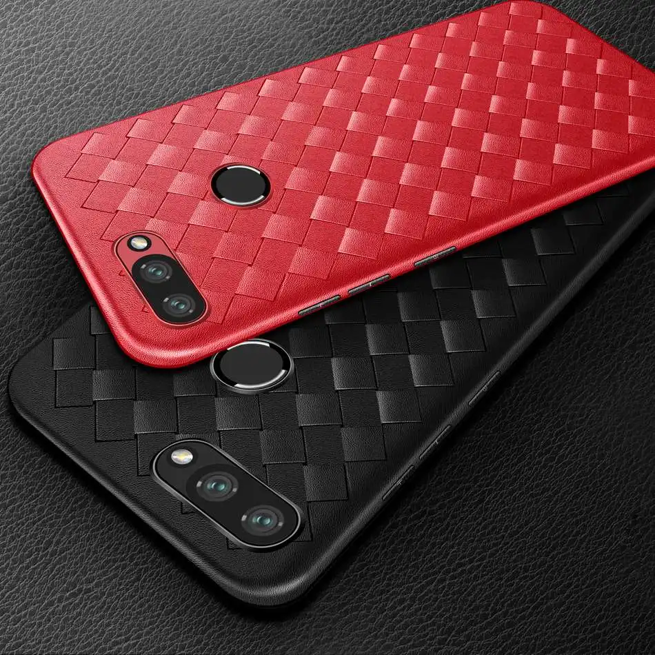 Роскошный мягкий ТПУ силиконовый чехол для Xiaomi Mi 8 Lite ткацкая сетка задняя крышка