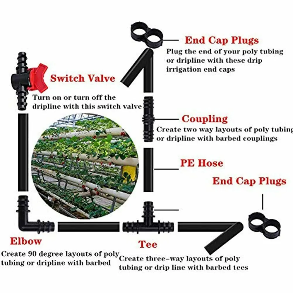 

Tool Switch Valve Tubing 25Pcs Accessories Black Drip Fittings Irrigation