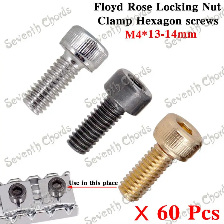 

60 Pcs 3 Colors M4*13mm-14mm Electric Guitar Locking Nut Clamp Hexagon screws For Tremolo Bridge