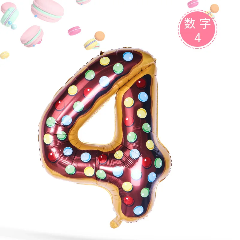 

36 Inch Donuts Number Balloons 0-9 Digital Foil Material Cute Number Mosiac for Ballons Children Kids Birthday Party Decorations