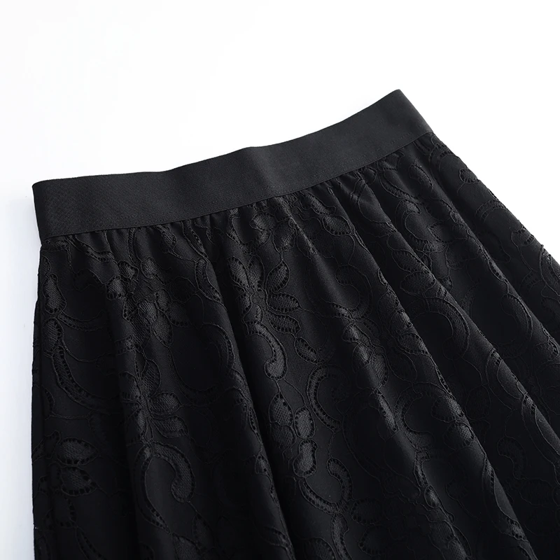 

Apricot Skirt Mid-Length Lace Pleated 2021 New High-Waisted Retro Peng A-Line Umbrella-Shaped Women's Wear