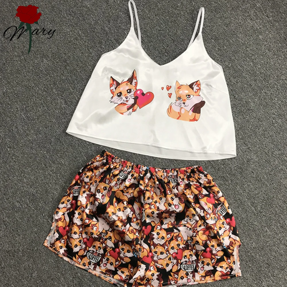 

Zllohvqe pajamas for woman Silk Sexy Pijamas Women Satin Pyjama Femme animal Print V Neck Home Suit Girls Summer Sleepwear