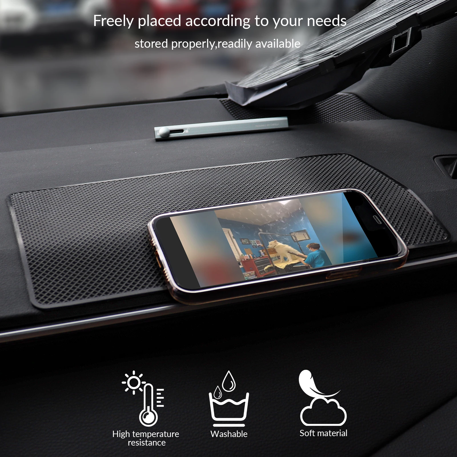 Универсальный автомобильный антискользящий коврик для приборной панели авто с множеством функций для GPS, телефона, ключей и монет, держатель на клейкой геле без подставки.