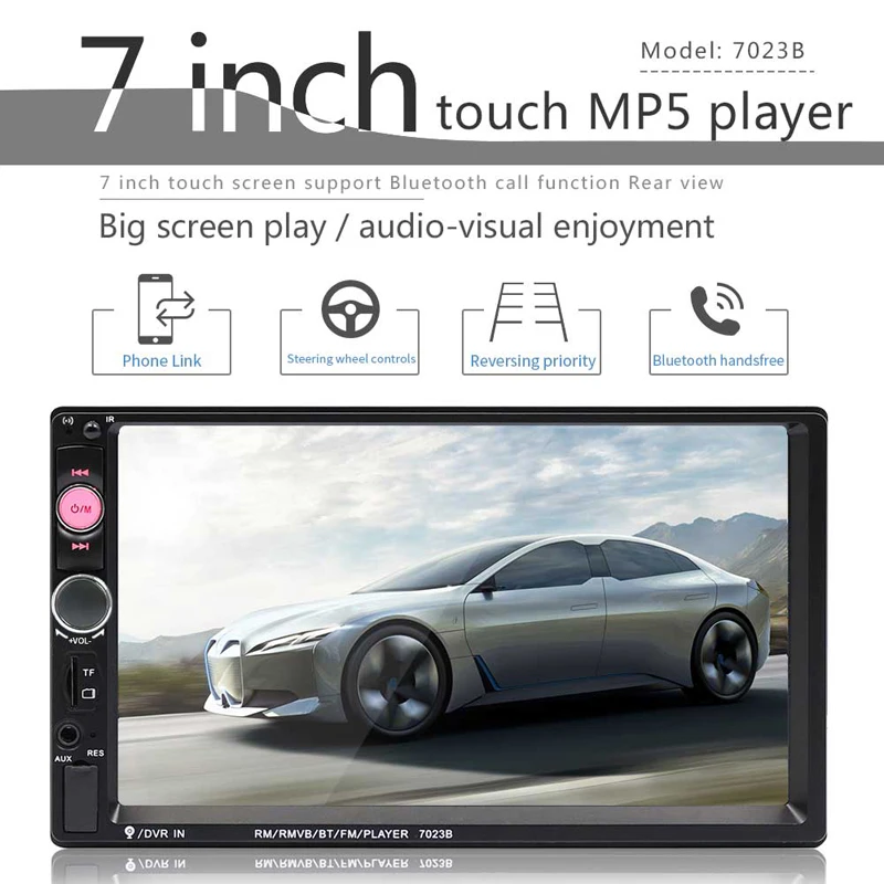 

2021New 7023B Car Multimedia Audio Player Stereo Radio 7 inch Touch Screen HD MP5 Player Support Bluetooth Camera FM USB SD Aux