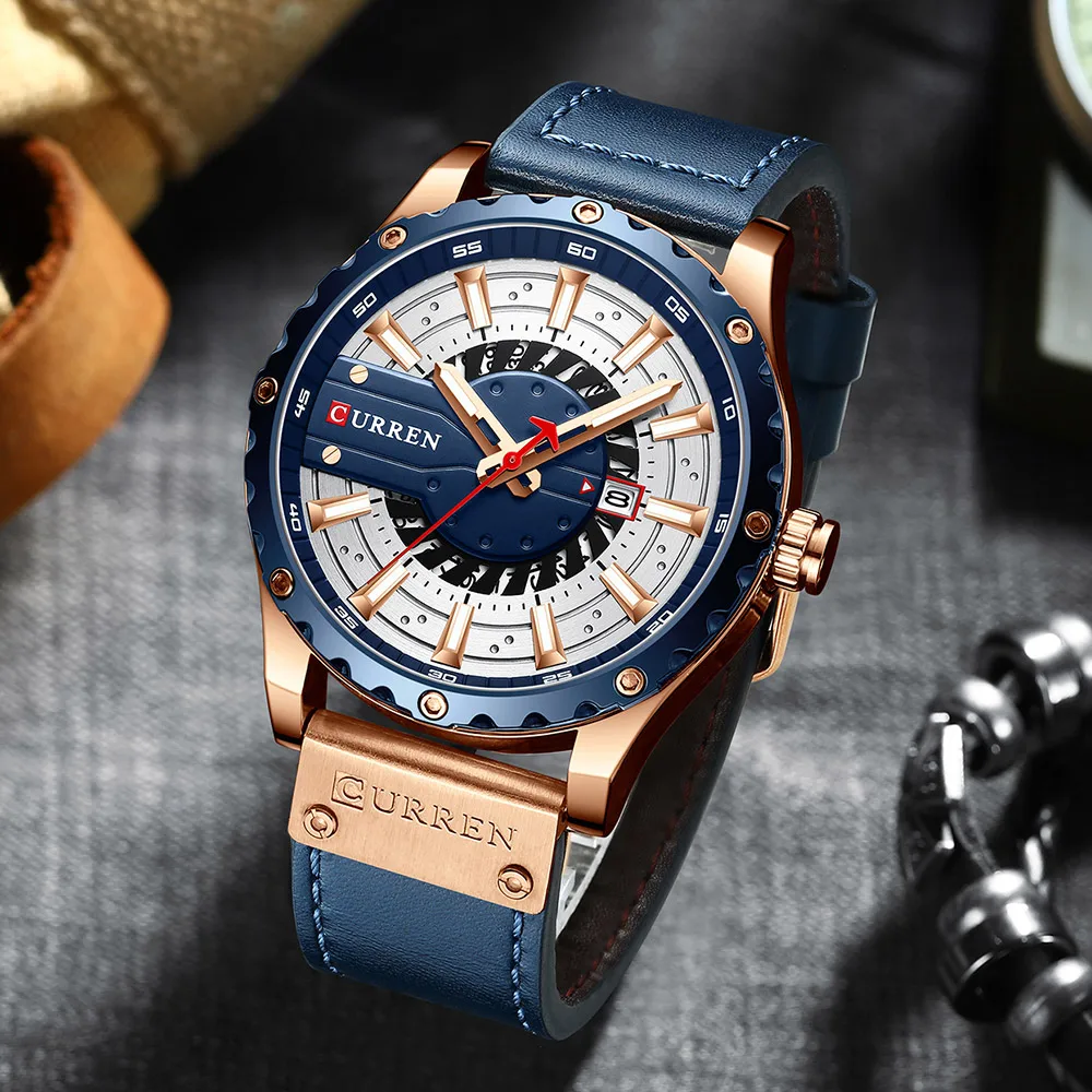 

CURREN Luxury Sport Waterproof Watch Mens Fashion Leather Quartz Men Watches Creative Casual Chronograph Male Clock часы мужские