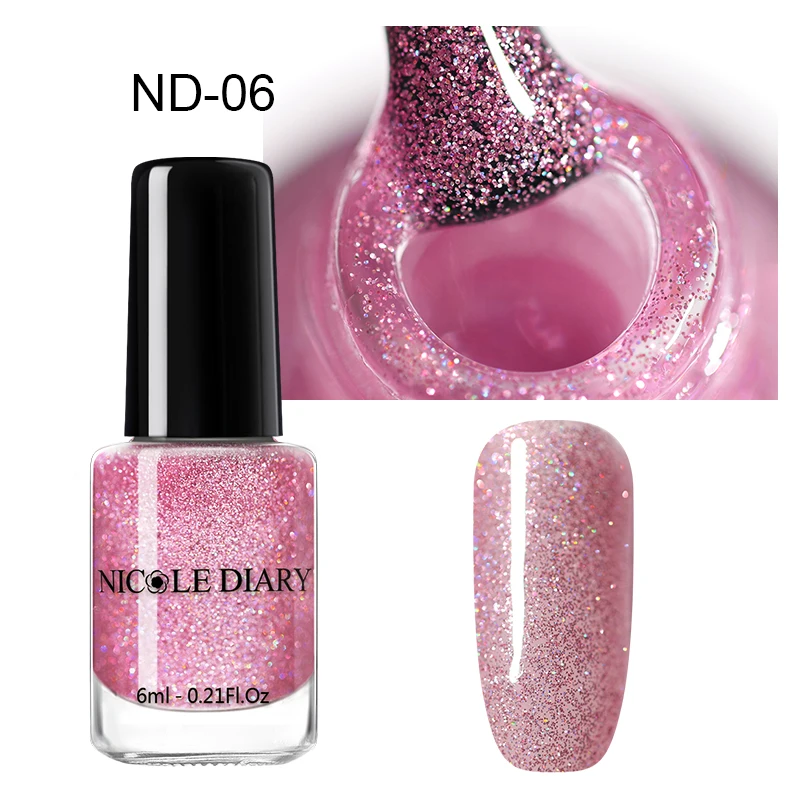 Glitter 06 NICOLE DIARY голографический лак для ногтей тепловой блеск Хамелеон Температура Изменение цвета маникюрный лак градиентный лак для ногтей - Цвет: Glitter 06