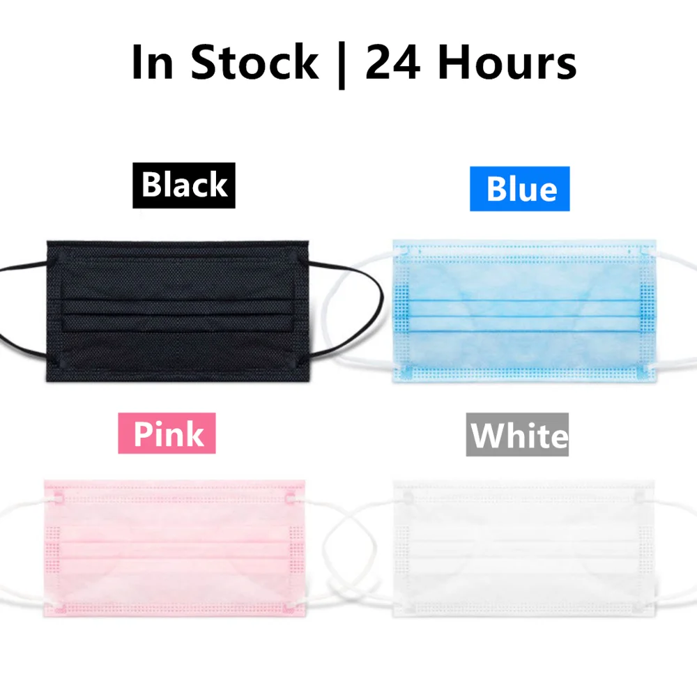 

In Stock! 100Pcs Disposable Mondmasker Earloop Face Mouth Masks Mouth Mask Non-woven Melt Blown 3-layer Mascarilla mascarilas