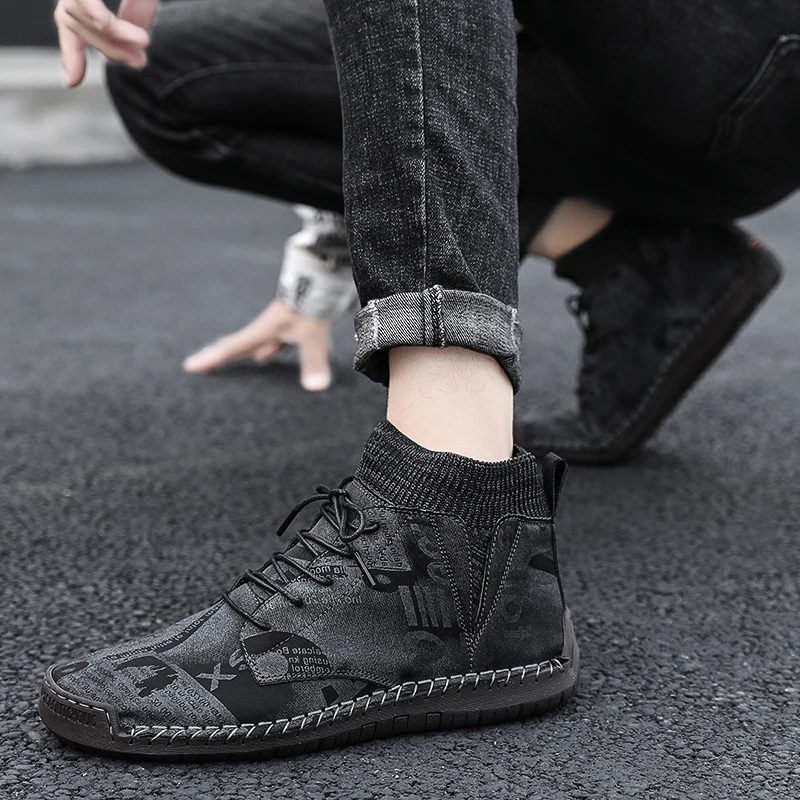 Autumn Winter Shoes Men Fashion Sneakers Casual Men Ankle Boots Warm Winter Men Boots Footwear Brand Sneakers Plus Size 48