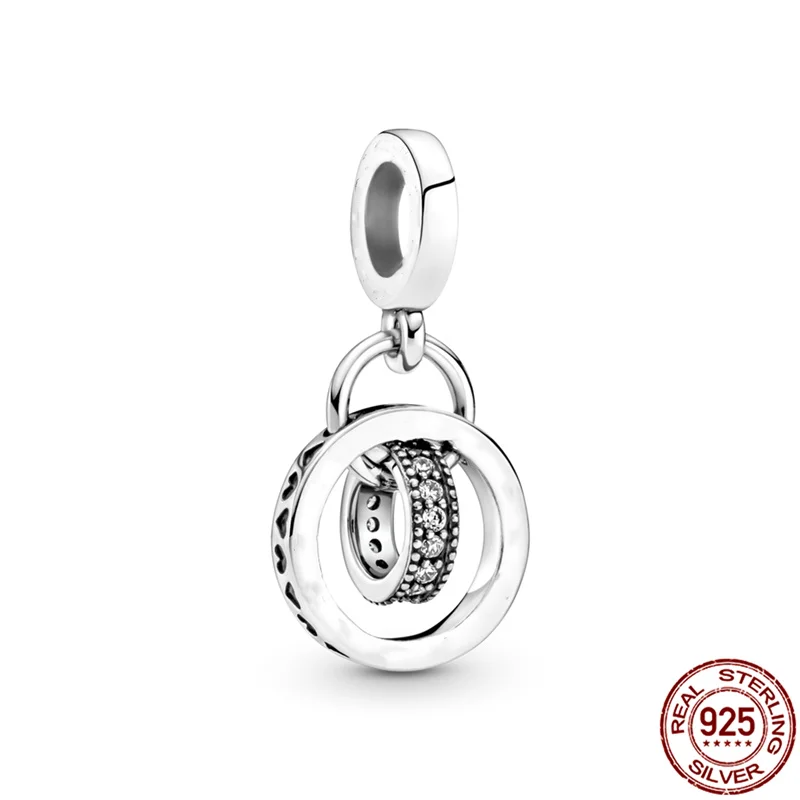 

New 925 Sterling Silver Fashion Jewelry Simple Ring-Shaped Charm Fit Original Pandora Bracelet&Bangle Women Birthday Gift Making