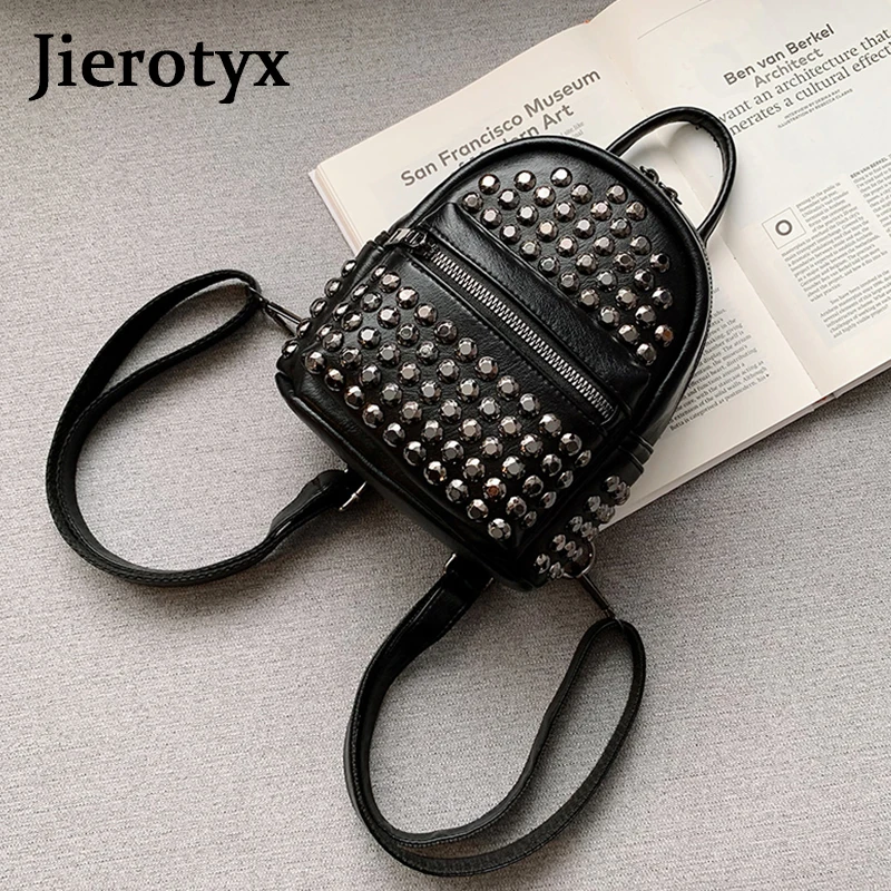 Рюкзак JIEROTYX женский с заклепками ранец из искусственной кожи в стиле панк