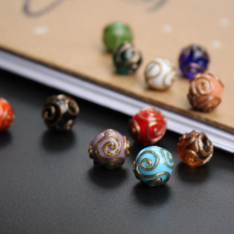 10 шт./лот лэмпворк бусины ручной работы 12 мм круглые многоцветные для