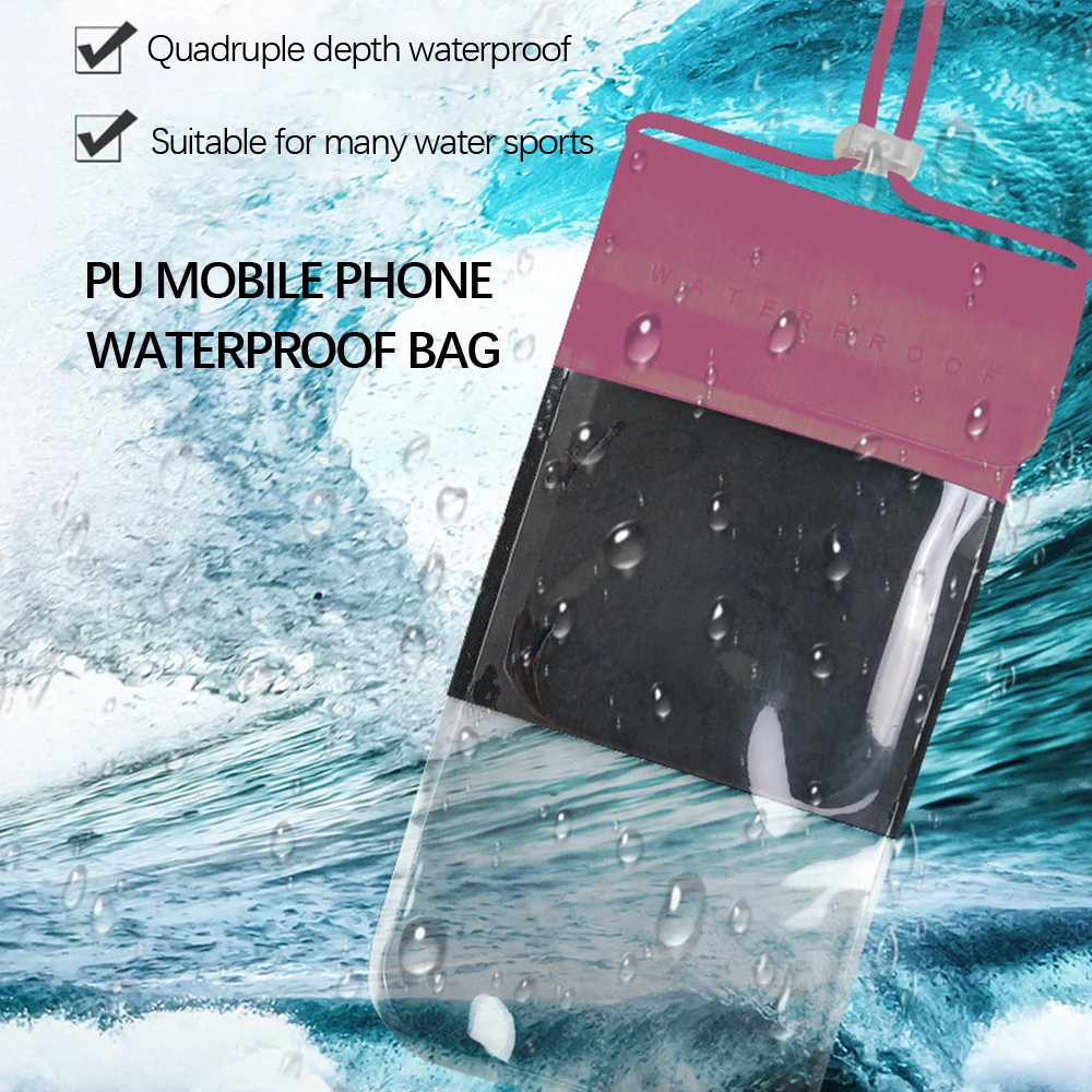 

Transparent Universal Waterproof Phone Case PU Waterproof bag Four-layer Depth Waterproof Camera Clear Swimming Rafting Diving