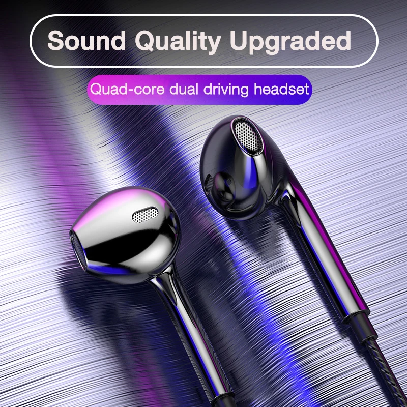 

Quad-core Mobile Wired Headphones 3.5 Sport Earbuds with Bass Phone Earphone Wire Stereo Headset Mic Music Earphones For iphone