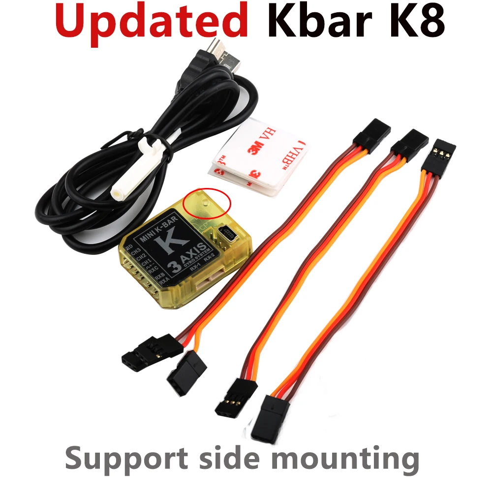 

Update KBAR V2 Gyro MINI K-BAR K8 3-axis Gyroscope For Mikado VBAR ALIGN T-REX 450 500 550 600 RC Helicopter