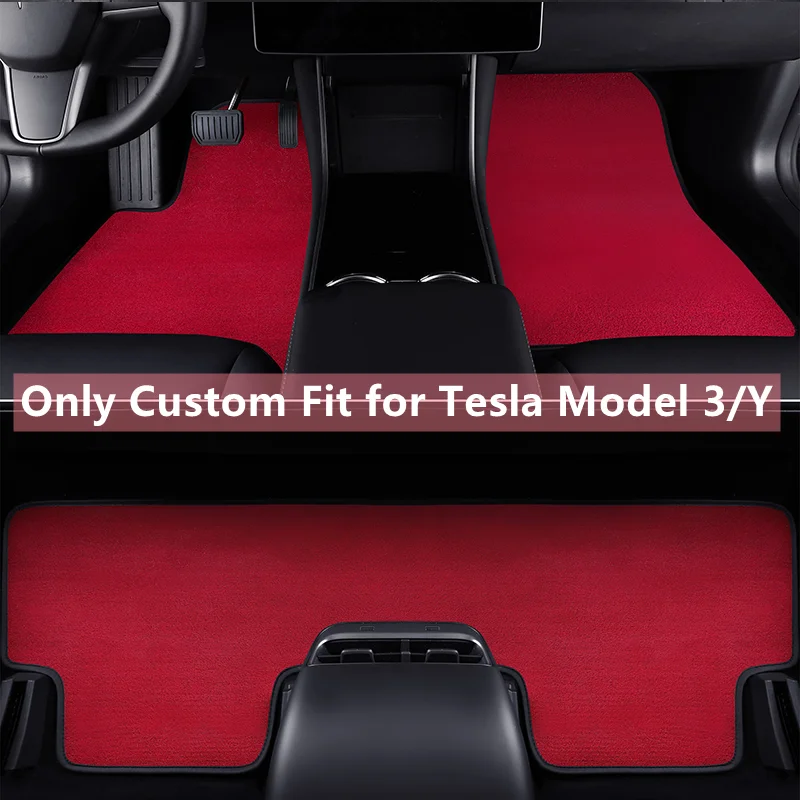 

Tesla Model 3, подходит под заказ, автомобильный напольный коврик, аксессуары, интерьер, эко-материал для модели Y, однослойный комплект напольных ...