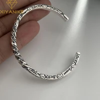 xiyanike silver color creative design letters spiral asymmetry bangle open vintage exquisite jewelry for women party