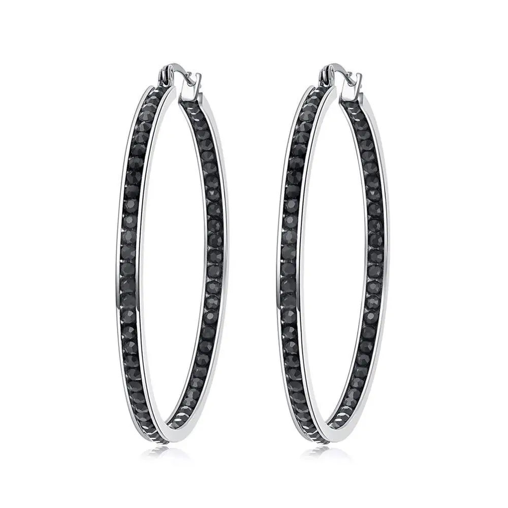 All Black CiNily, 9 тонов, серебро, розовое золото, черный цвет, серьги-кольца, нержавеющая сталь, CZ кристалл, большой круглый круг, рок, панк, полностью ювелирное изделие - Окраска металла: All Black