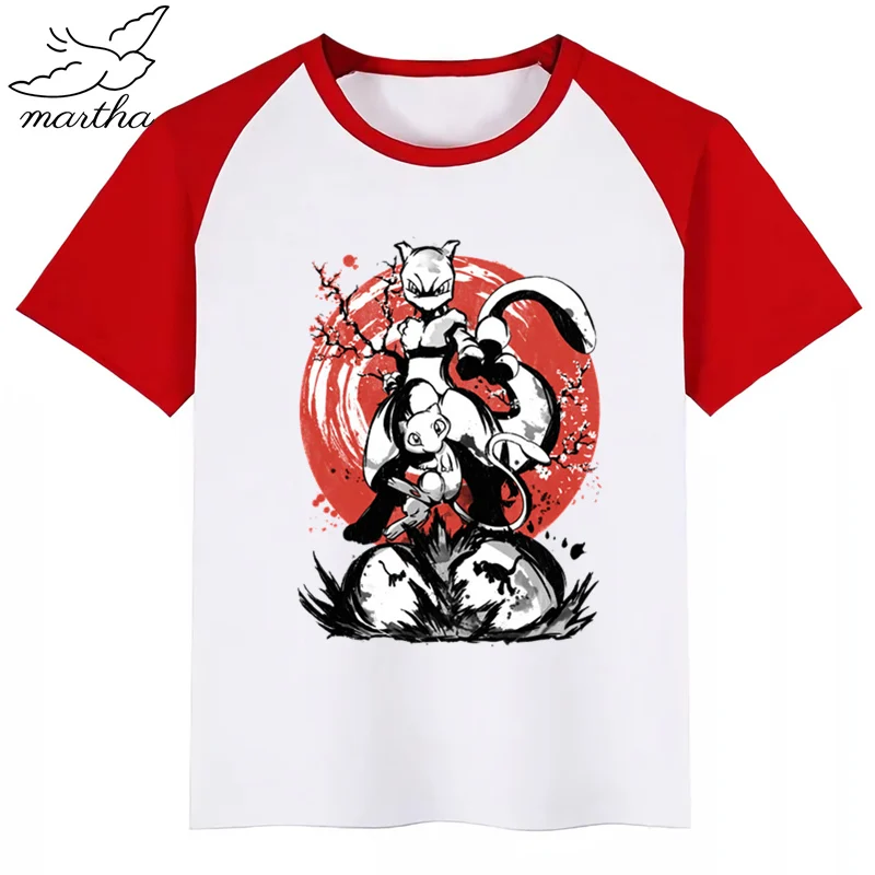 Футболка для мальчиков и девочек с принтом Mewtwo акварельными чернилами Покемон