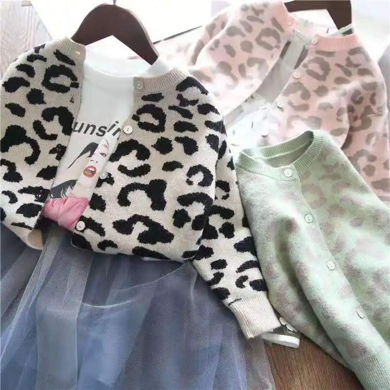 Baby Girls Outerwear Coat for Girl Fashion Leopard Cardigan Clothing Sweater Outwear Children Kids Autumn Winter Coats 2-8 years |