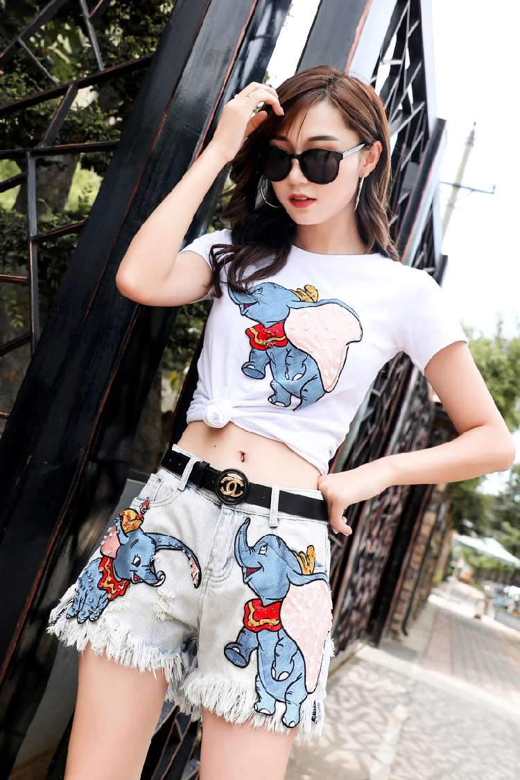 Женские джинсовые шорты универсальные свободные с широкими штанинами