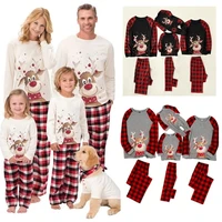 plaid christmas family matching pajamas sets deer father mother kids dog sleepwear mommy and me xmas pjs clothes baby romper