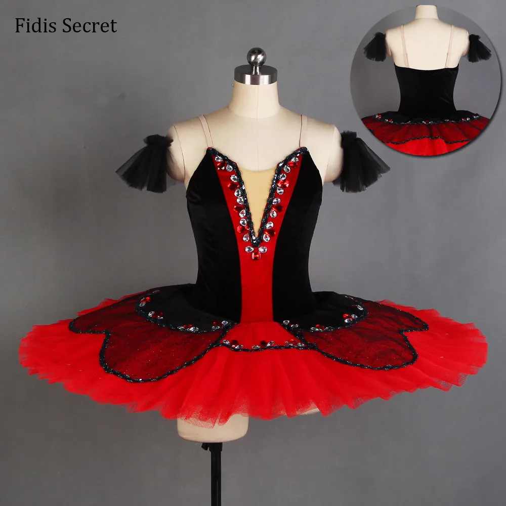 

Black+Red Lady Classical Professional Pancake Ballet Tutu Skirt,Girls Ballerina Spanish Paquita YAGP Stage Performance Costumes