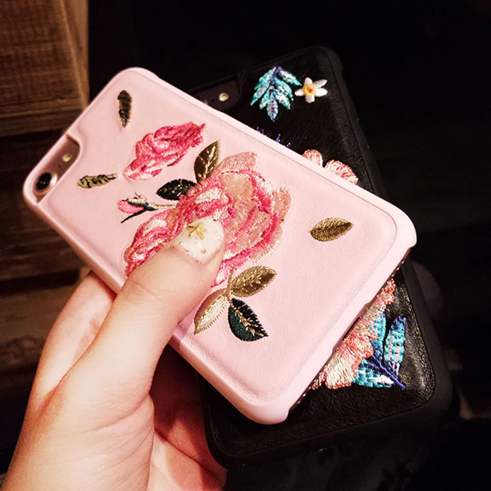KISSCASE с вышитыми цветами розы чехол для iPhone XS Max Жесткий Чехол 6 6S 7 8 Plus X XR MAX