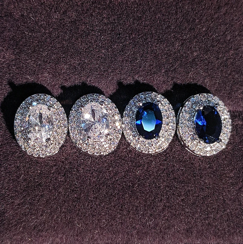 Овальный циркон серьги гвоздики для женщин Свадебные вечерние модные Boucle D'oreille