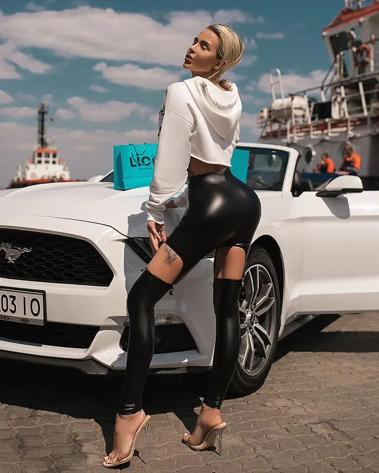 

Leggings for Women PU Leather Patent Matte Matching Pencil Pants European and American Cross-border Women's Autumn