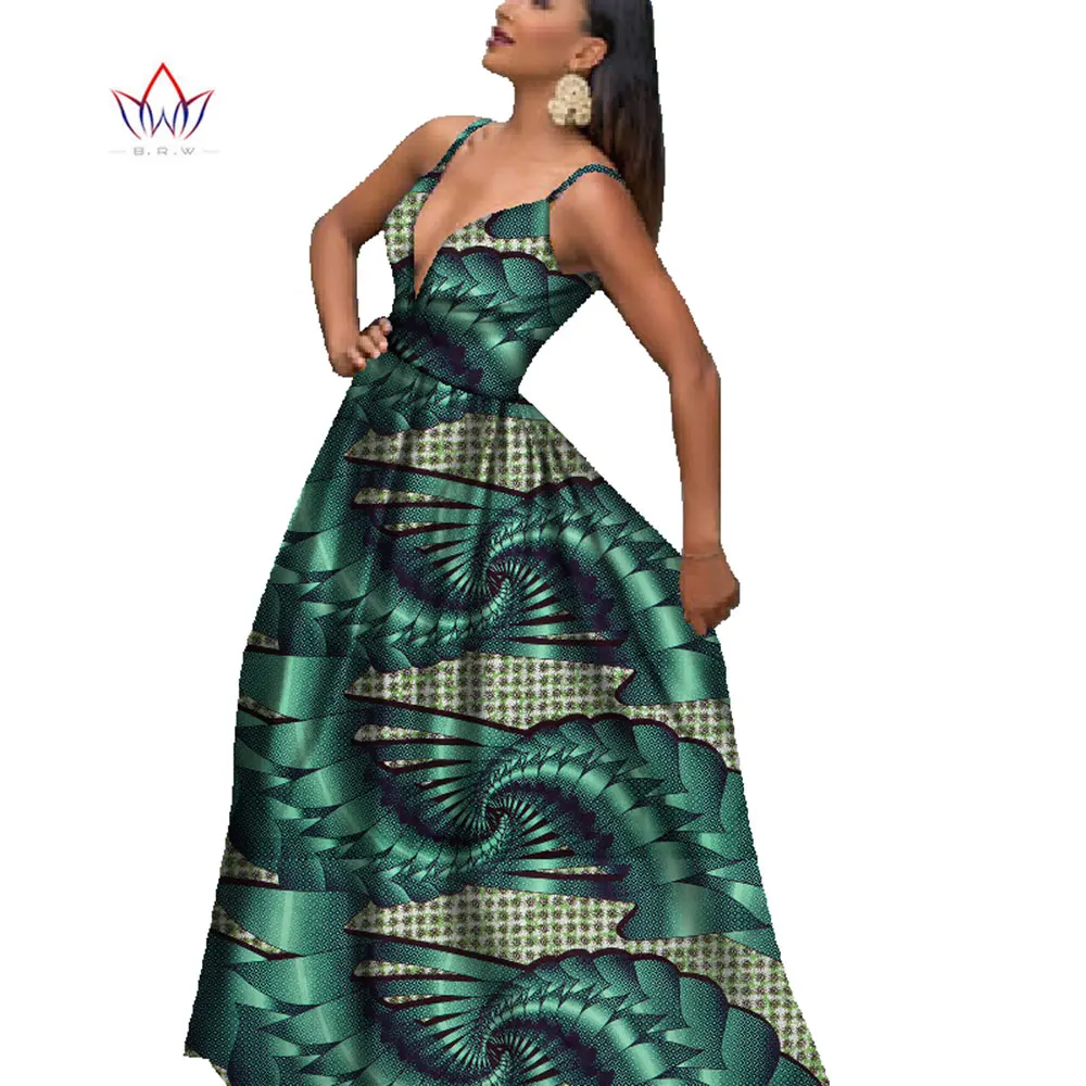 BRW африканские платья для женщин глубокий v-образный вырез без рукавов длинное