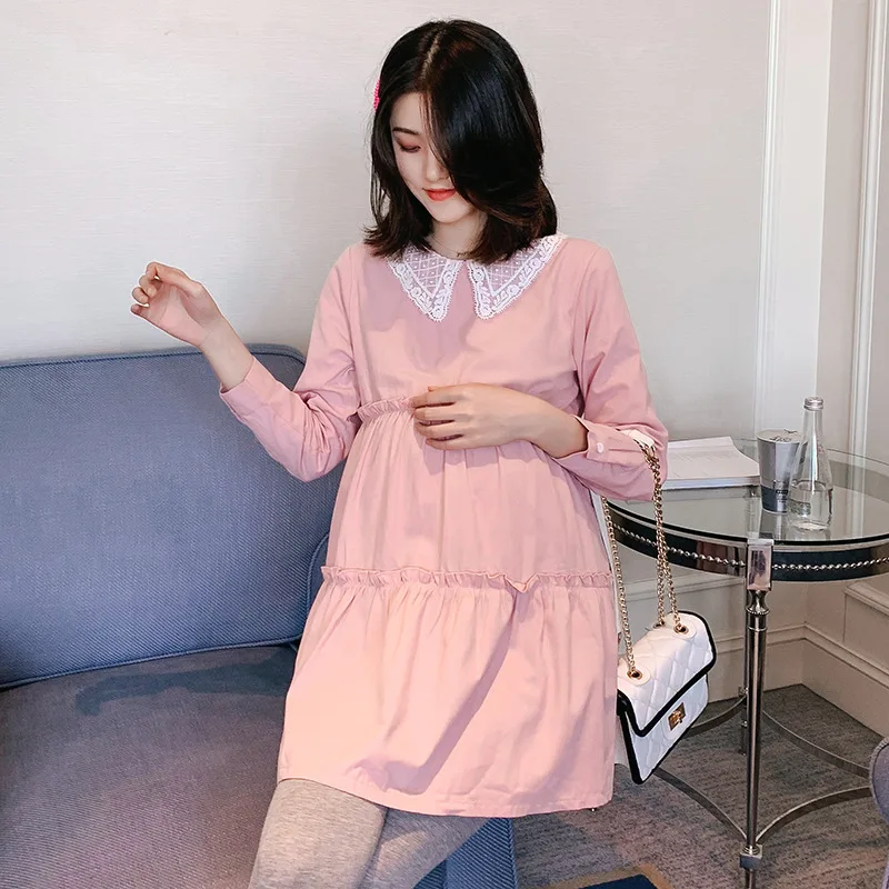 

Юбка для беременных повседневное мягкое удобное осеннее платье с длинным рукавом для кормления грудью Повседневное платье для беременных ...