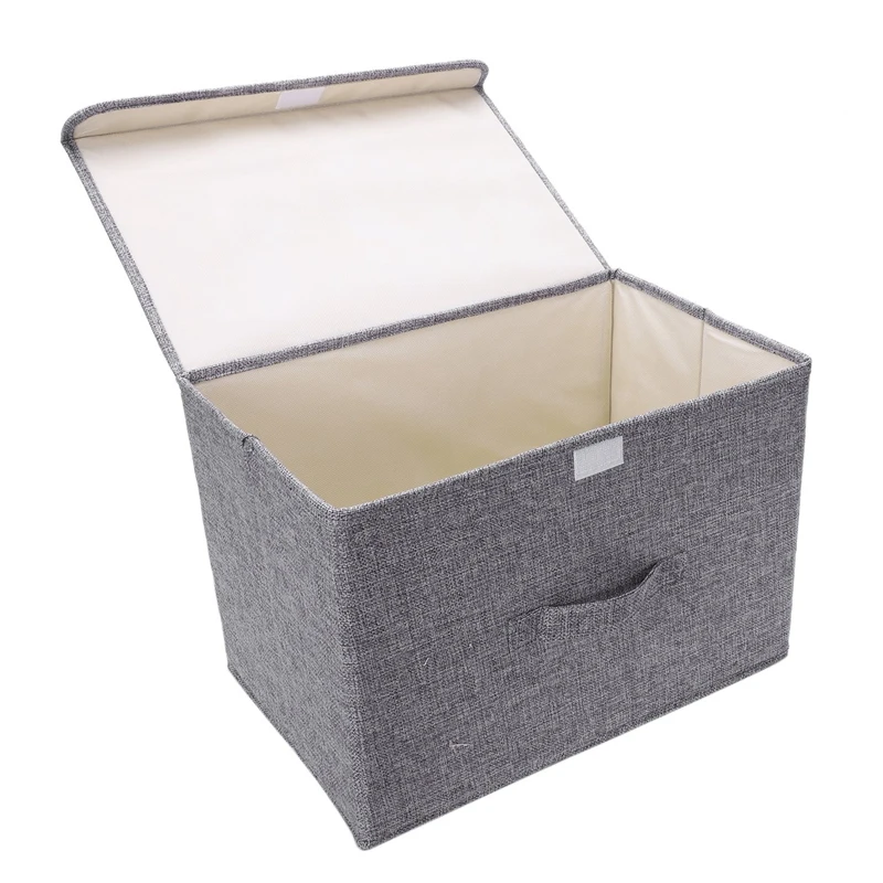 Cotton Linen Fabric Folding Cd Storage Boxes Foldable Bins Toys Organizer With Lids And Handles Basket Laundry | Дом и сад