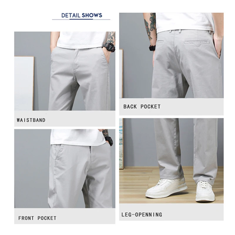 

Work Men Pants Loose Breathable Long Sport Pants Solid Color Straight Trouser Pant High Quality Men Pants Casual