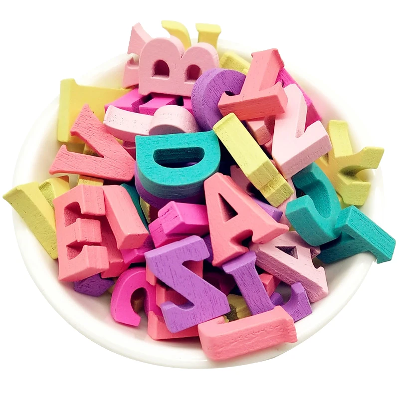 Буквы 100 шт + цифры цветные деревянные аксессуары для украшения дома DIY ремесла